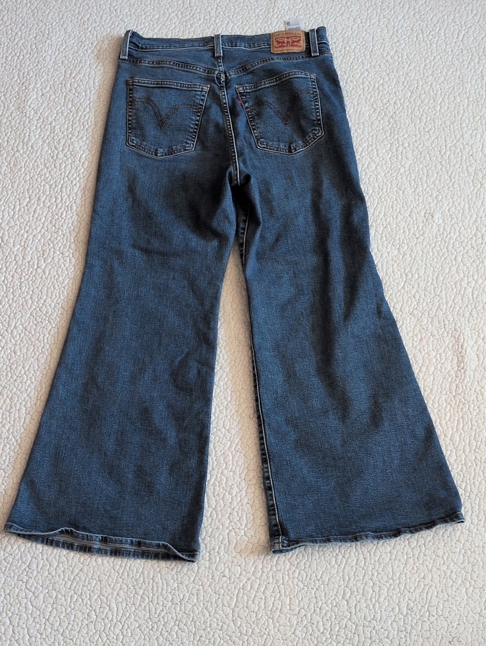 Levi's Ribcage Bell Bottom Highrise Cotton Blend WideLeg Acid Washed Denim Jeans